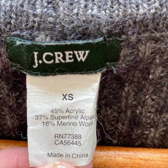 J. Crew Ribbed Open Front Alpaca Merino Wool Blend Cardigan, Size X-Small - Picture 3 of 9